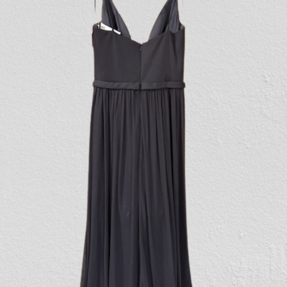 Deep Illusion Neckline A line skirt Bridesmaid Dress - Picture 11 of 16